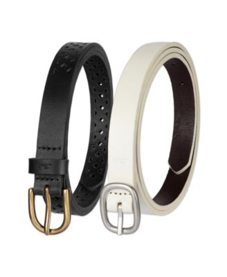 Women's 2-Pack Perforated and Reversible Skinny Casual Belt Set