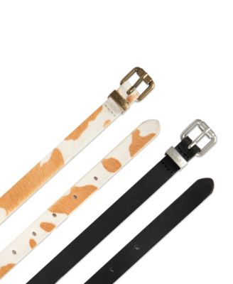 Women's 2-Pack Solid Cow Print Skinny Casual Belt Set