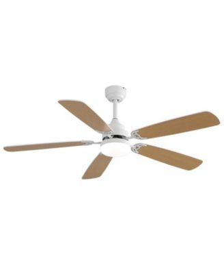 52-inch Modern White 5 blades Three-color Dimmable Ceiling Fan LED Light with Six-speed Remote Control and Timing Function