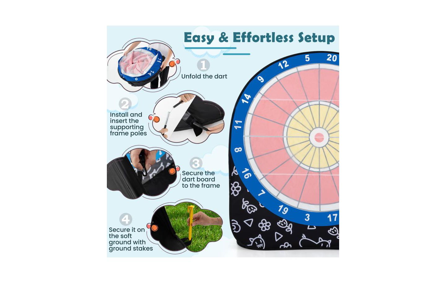 Детская игрушка Boyel Living Large Foldable Dart Board with 2 Game Modes and 4 Kick Balls, Ages 6+, цвет: Чёрный — фото 4