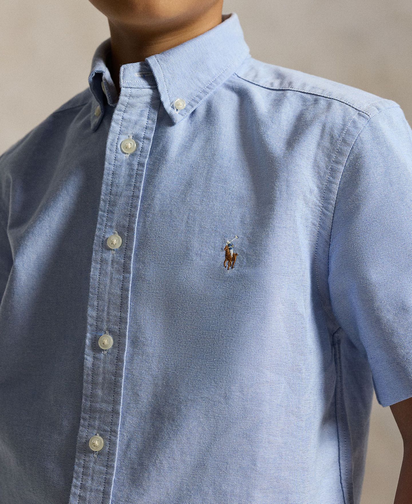 Рубашка Polo Ralph Lauren Cotton Oxford Short-Sleeve Shirt для мальчиков, цвет: Синий — фото 3