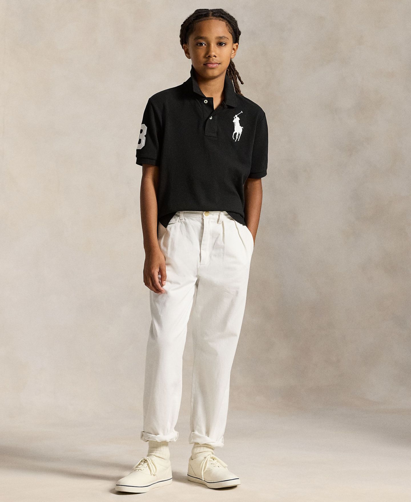 Поло Polo Ralph Lauren Big Pony Cotton Mesh Short-Sleeve Polo Shirt для мальчиков, цвет: Чёрный / Белый — фото 2