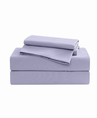 Solid Cotton Percale 3-Pc. Sheet Set, Twin