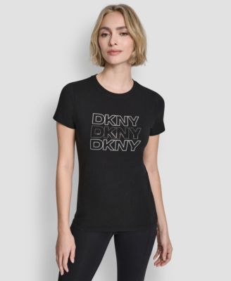 DKNY - Women's Triple Rhinestone Foil Logo Crewneck Baby T-Shirt