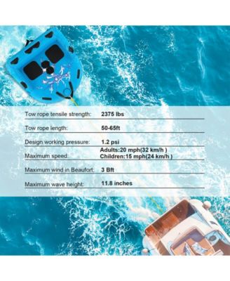 2 Person Water Sport Inflatable Towable Tubes for Boating-Blue