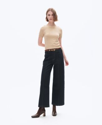 Women's Ultra High-Rise Raw Denim Wide-Leg Jeans