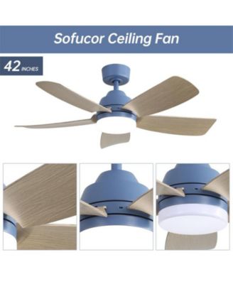 42″ Dark Blue Ceiling Fan, 5 Blades, 6-Speed Remote, Forward/Reverse for Bedrooms, Kitchens & Living Rooms