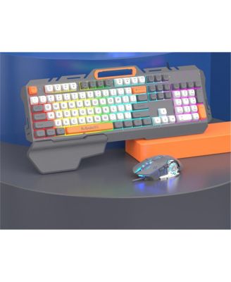 Wired USB Metal Gaming Keyboard and Mouse Set – Mechanical Feel, Esports Ready, White Ash