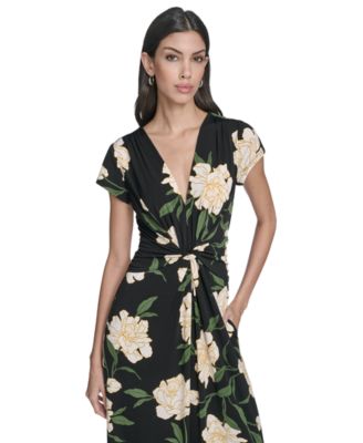 Petite V-Neck Short-Sleeve Jumpsuit