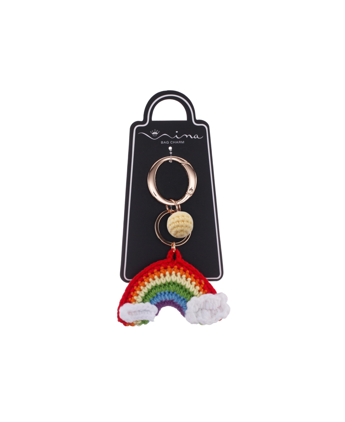 Nina Crochet Rainbow Bag Charm In Black