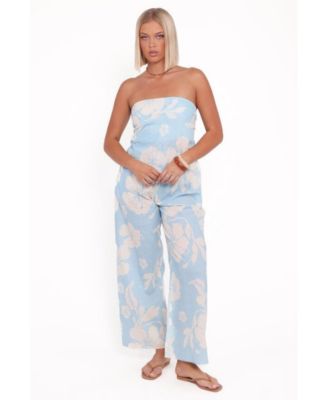 Women's Lourdes Wide Leg Pant - Blue Hibiscus
