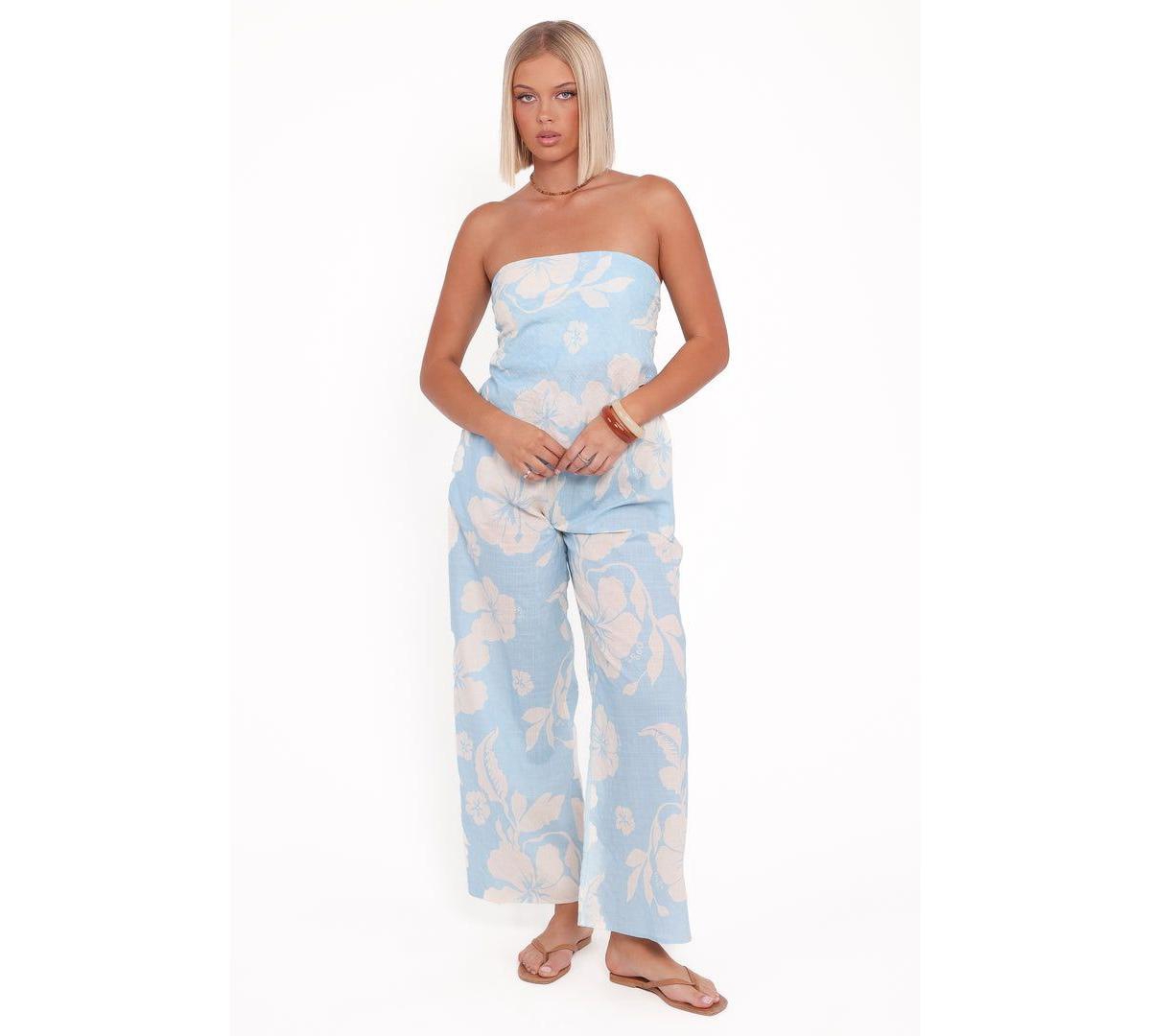 Petal and Pup Women's Lourdes Wide Leg Pant - Blue Hibiscus
