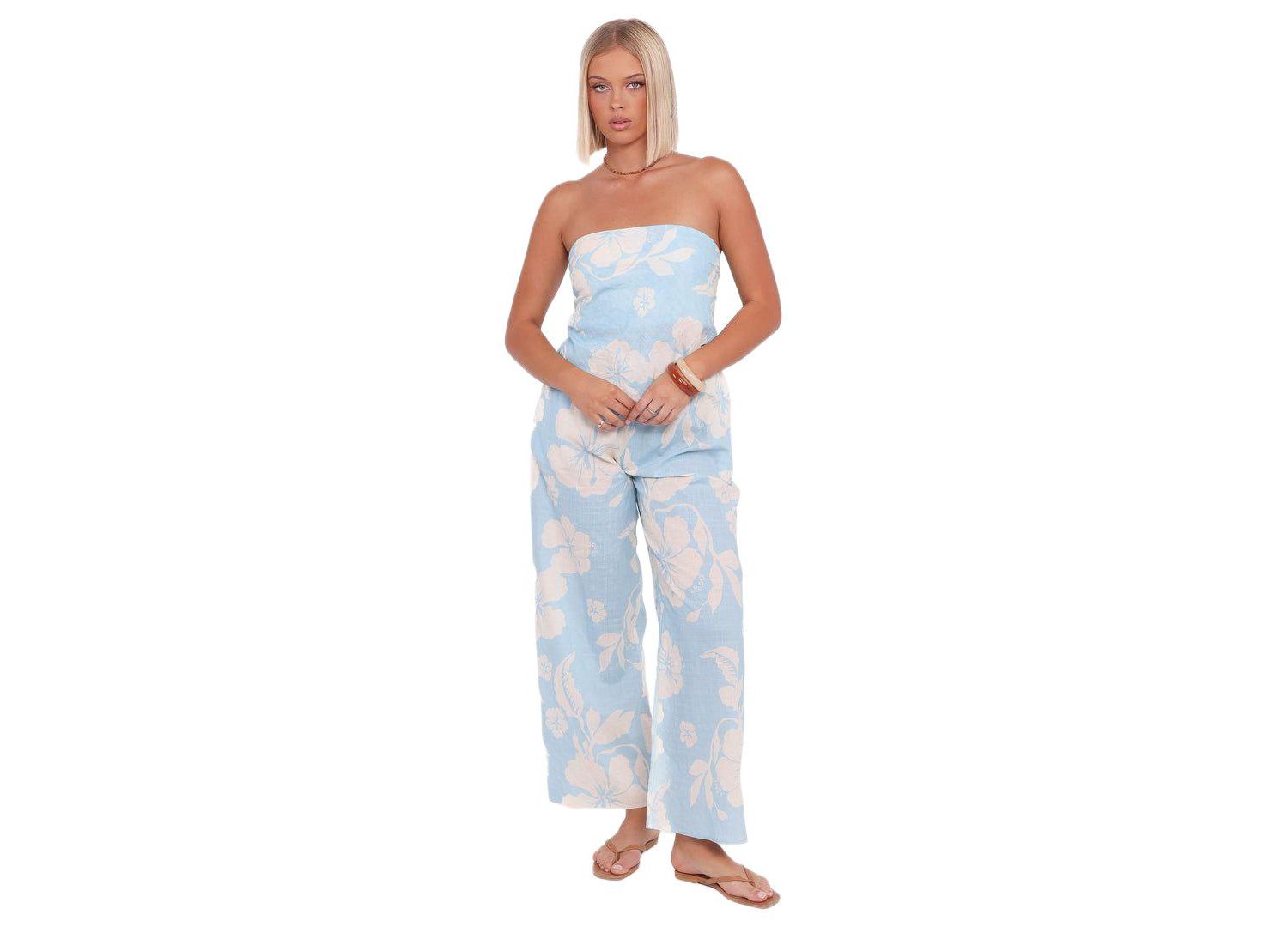 Women's Lourdes Wide Leg Pant - Blue Hibiscus