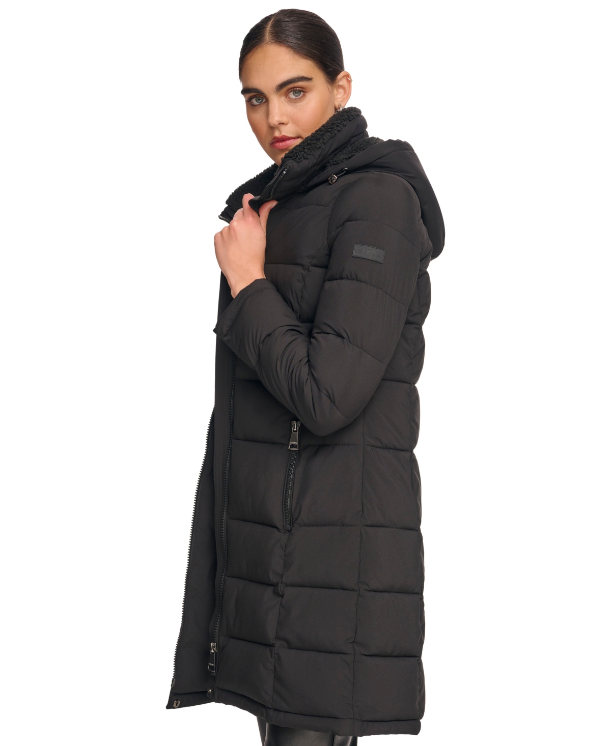 Calvin Klein Women's Hooded Puffer Coat In Black