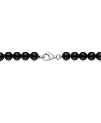 7mm Onyx and Cultured Freshwater Pearl Necklace (7.5-8.5mm) in Sterling Silver