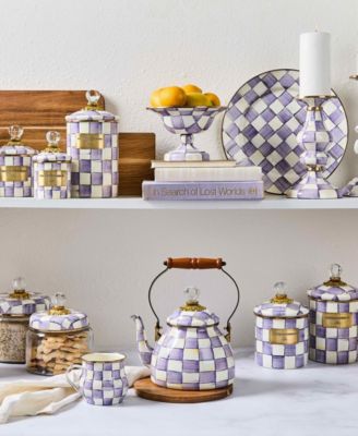 Violet Check 2-Quart Handmade Tea Kettle