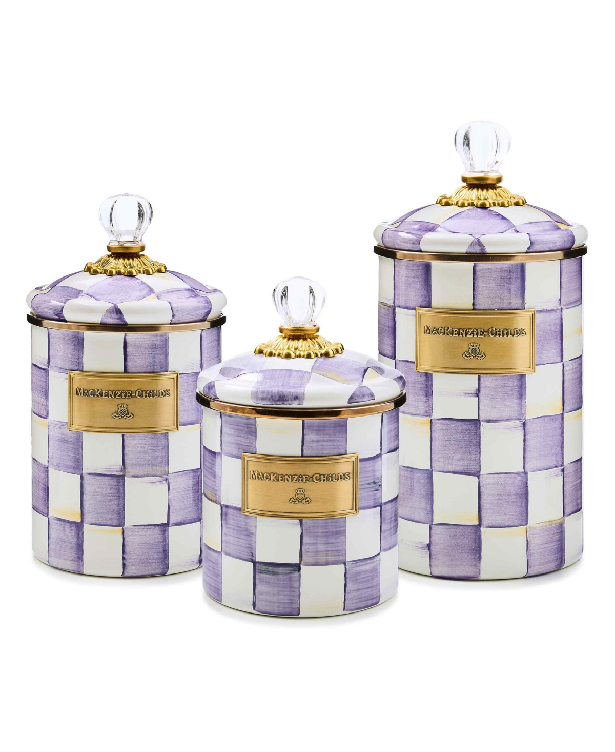 MacKenzie-Childs Violet Check Medium Canister