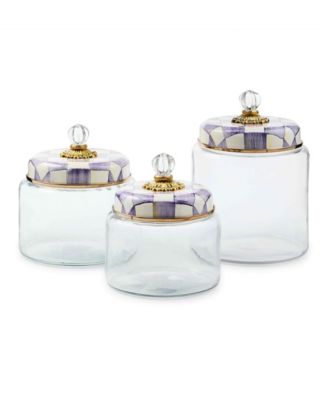 Violet Check Small Handmade Kitchen Canister