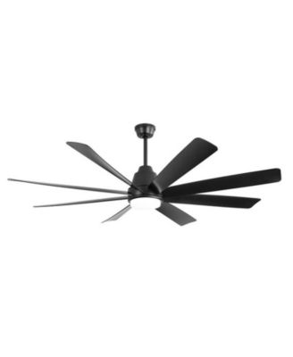 72-inch Classic Matte Black 8-Blade Ceiling Fan With Remote Control and Light kit