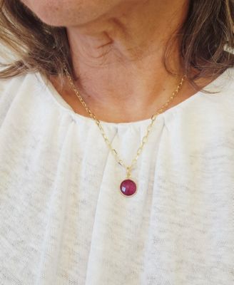 Gold-Tone Ruby Pendant Necklace, 16" + 1" extender