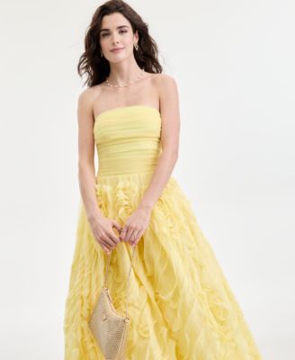 Juniors' Ruffled Rosette Strapless Ball Gown, Created for Macy's