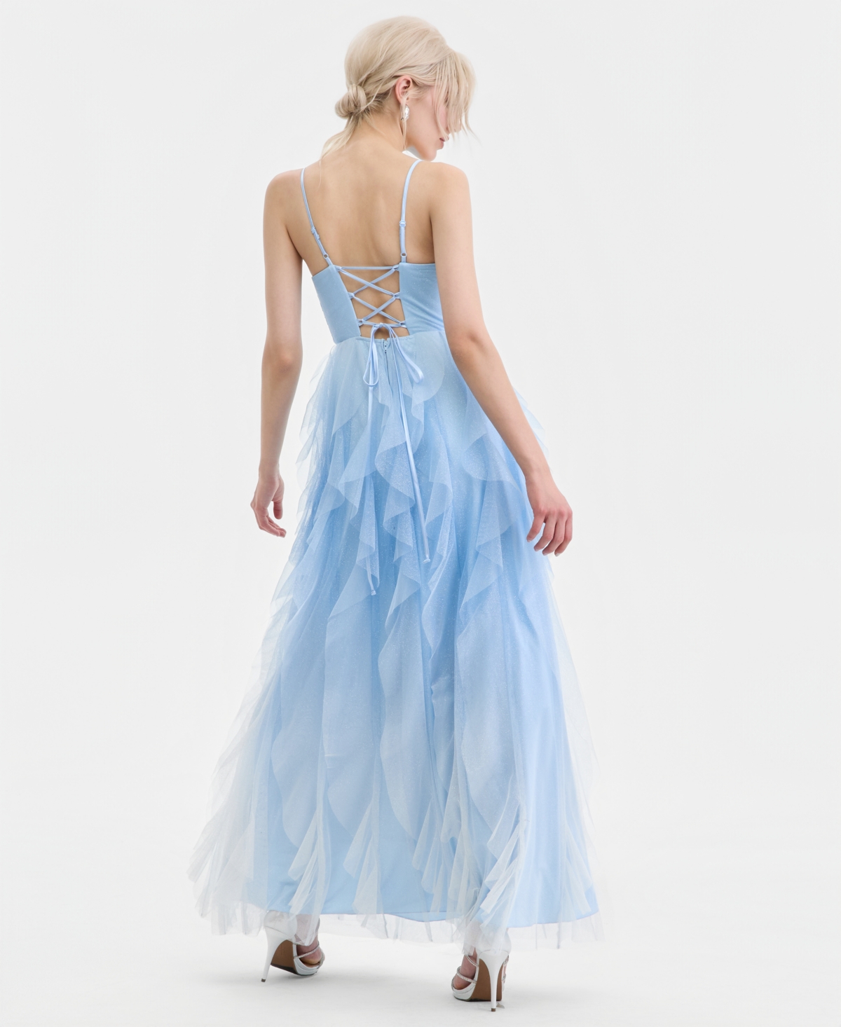 pear culture Juniors' Ombre Spiral-Ruffled Gown