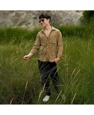 Men's Olive Green Faded Corduroy Oversized Shirt