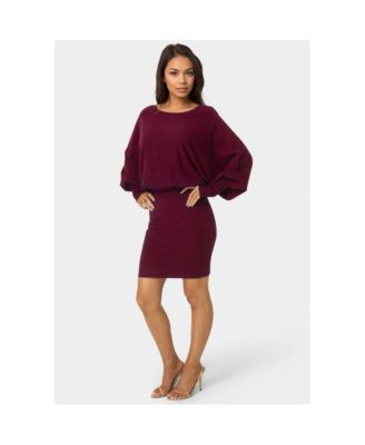 Women's Scoop Neck Bloudson Sweater Midi Dress