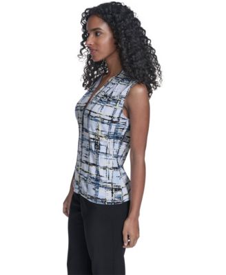 Petite Printed V-Neck Sleeveless Top