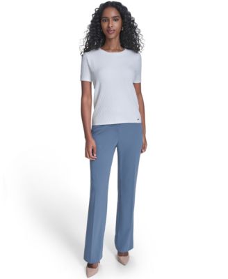 Petite Textured Short-Sleeve Sweater Top