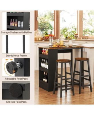 3 Pieces Bar Table Set with Storage