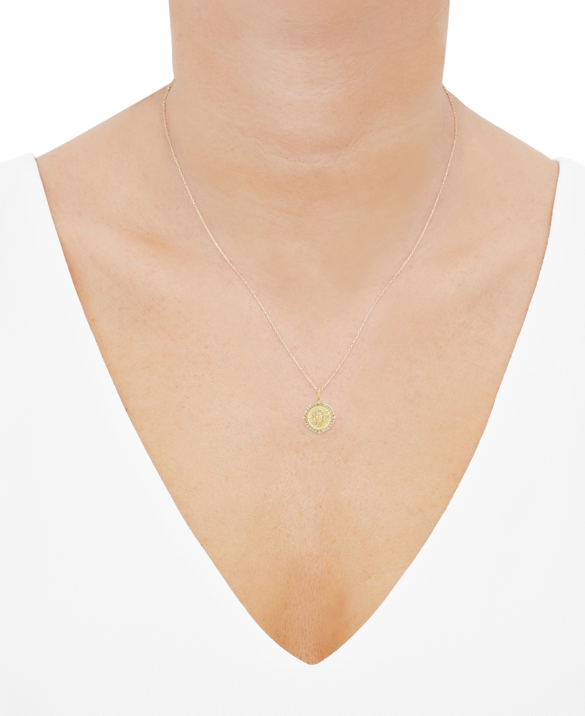 Macy's Diamond Pendant Necklace (1/10 ct. t.w.) in 10k Yellow Gold