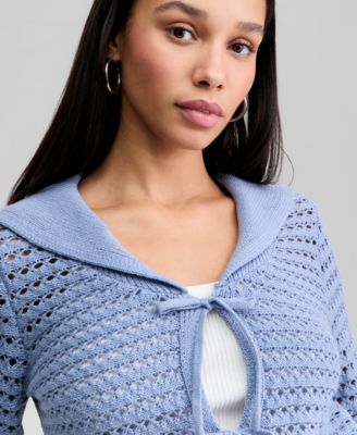 Women's Wide-Collar Tie-Front Cardigan, Macy's Exclusive
