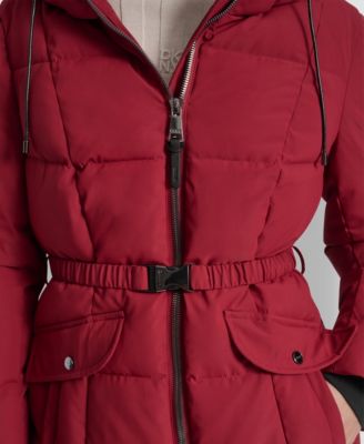 Women's Belted Hooded Puffer Coat