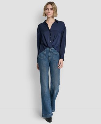 DKNY Jeans - Women's Long-Sleeve Rhinestone Button Front Shirt