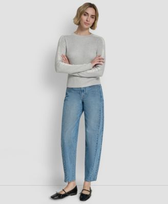 Women's Long-Sleeve Logo Trim Crewneck Sweater