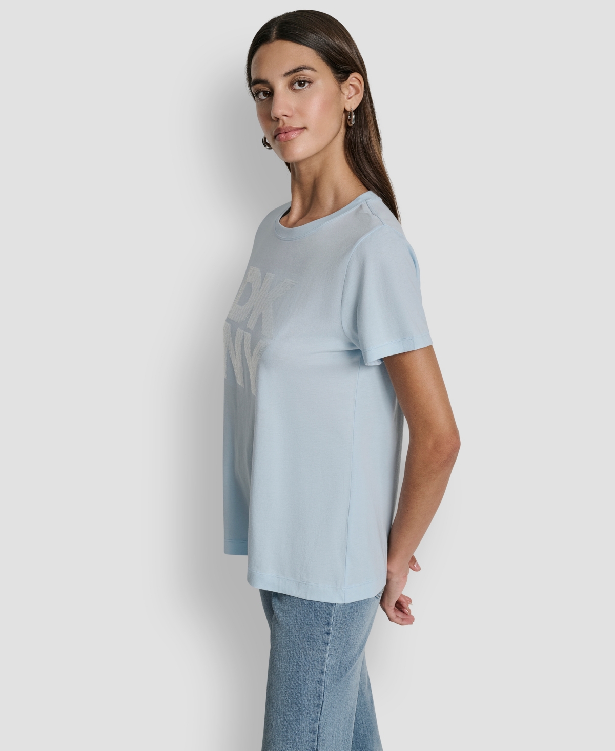 Dkny Jeans Women's Embellished Logo Detail Crewneck T-Shirt
