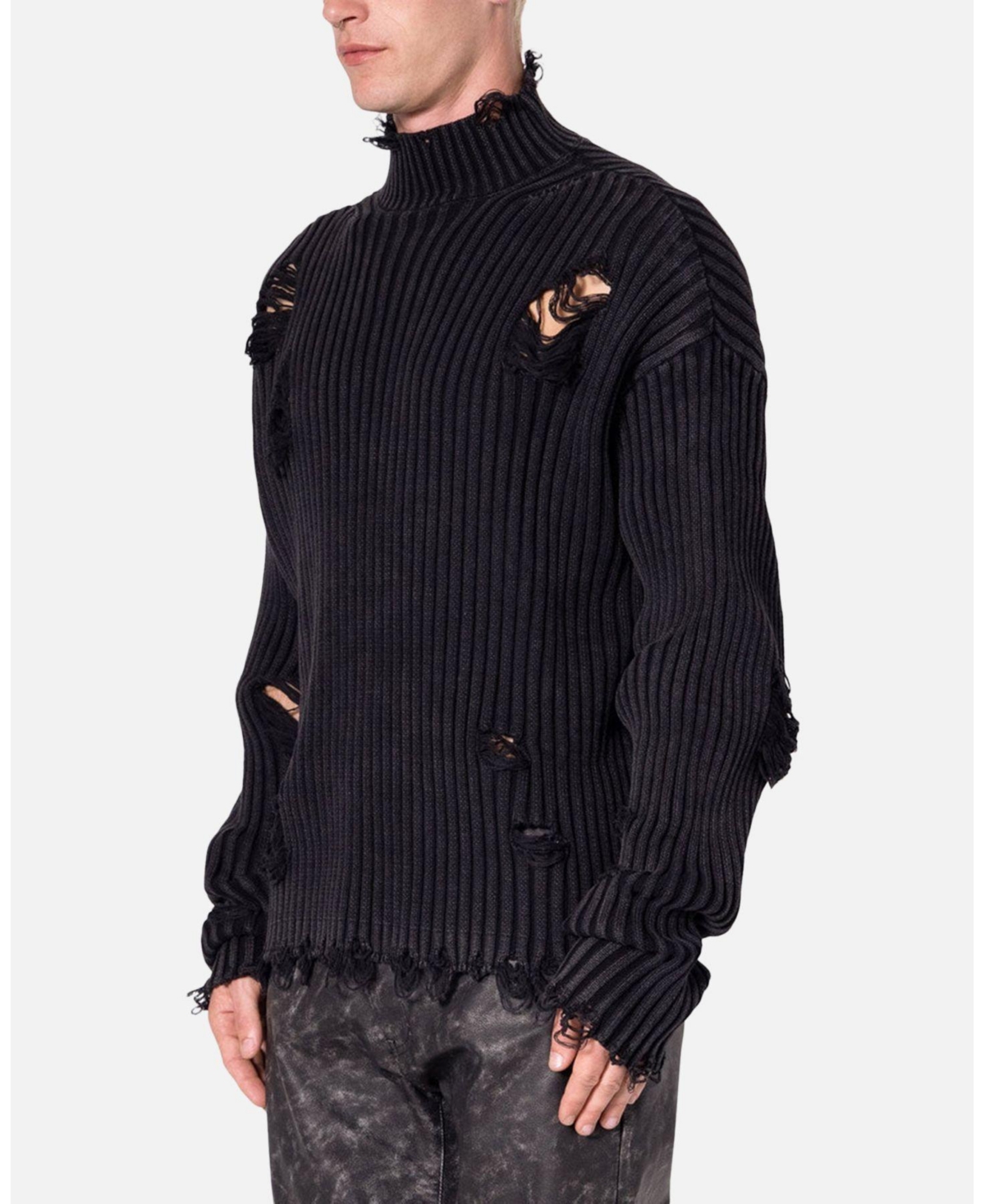 mnml Men's Distressed Crop Knit Sweater