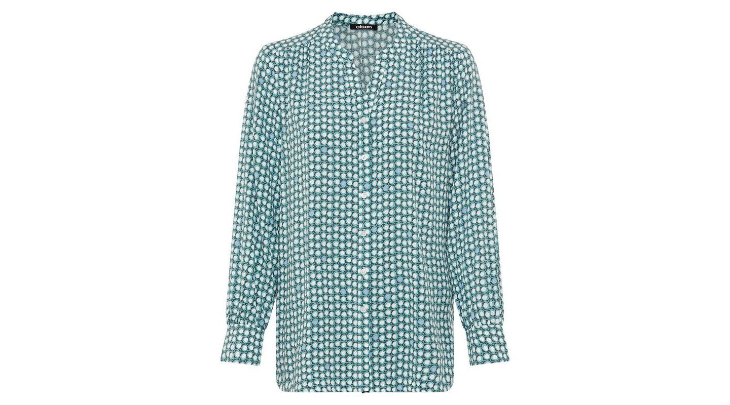 Женские футболки Olsen Lightweight Dot-Print Button-Up Shirt tees, цвет: Тёмный мятный — фото 4