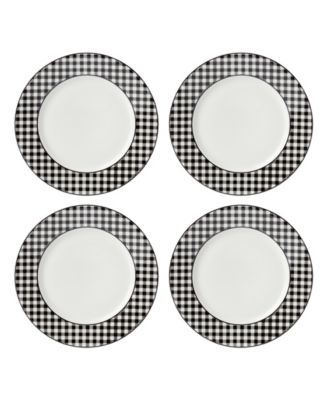 Gingham Dinner Plates, Set of 4
