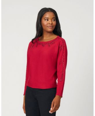 Women's Floral Hotfix Dolman Sweater