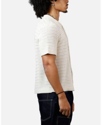 Men's Crochet Button Up Shirt