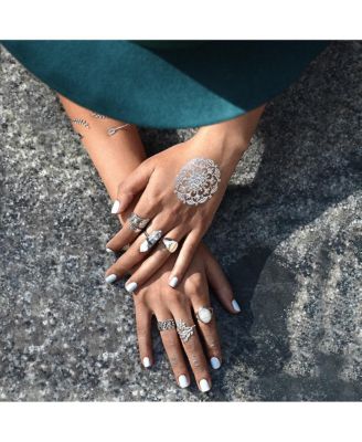 Boho Bypass Spoon Band Ring Oxidized Sterling Silver Adjustable