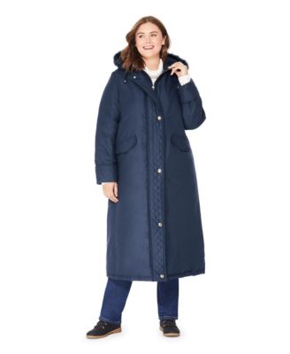 Women's Plus Size Long Hooded DTM Faux Down Parka Coat