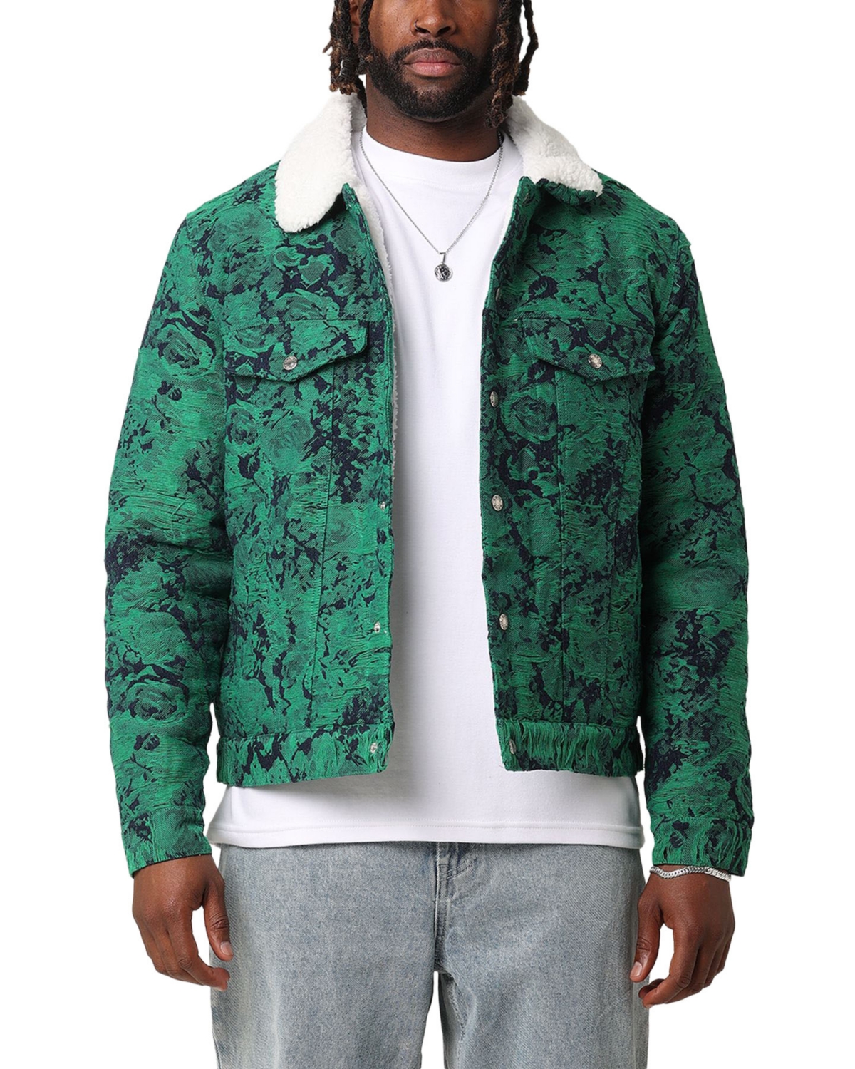 Xxiii Men's Chelsea Jacquard Sherpa Jacket, Green