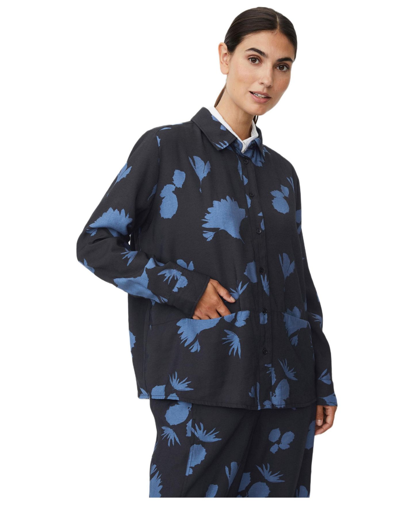 Женская рубашка Masai Copenhagen Inanne Long Sleeve Printed, цвет: Серый синий — фото 2