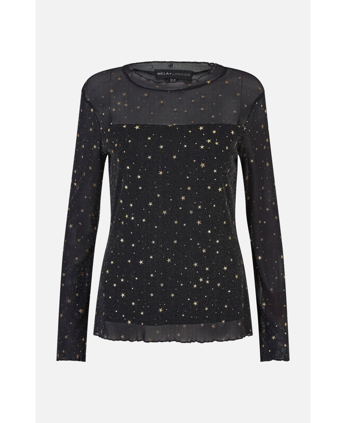 Yumi Women's Mesh Star Print Long Sleeve Top