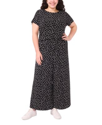 Plus Size Polka Dots Printed Wide-Leg Pants