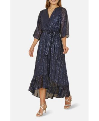 Women's Sequin Kimono Midi Wrap Dress