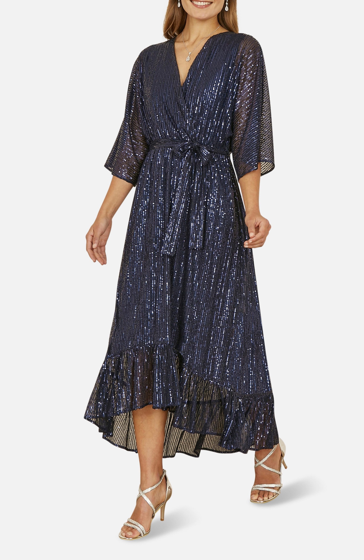 Yumi Women's Sequin Kimono Wrap Dress